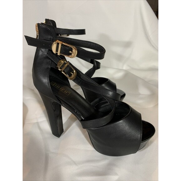 IDIFU IN5 Charcy Peep Toe Chunky Heels - Black - Women's US Size 8 (Pre-Owned) - Picture 7 of 11